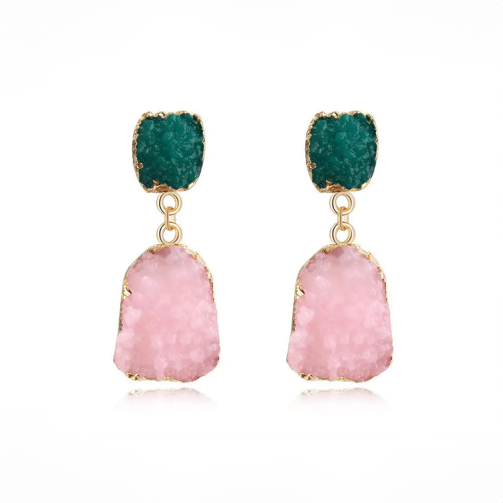 Unique Bold Geometric Pink Resin Earrings Gems Ritual