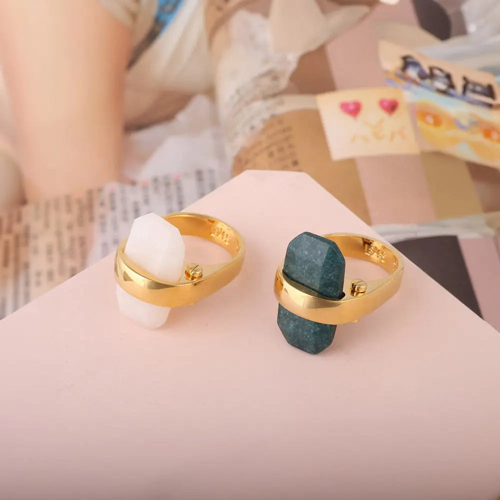 Sophisticated Natural Stone Ring with a Contemporary Twist - Gems Ritual