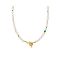 Minimalist Green Agate Necklace with Pearls - Gems Ritual