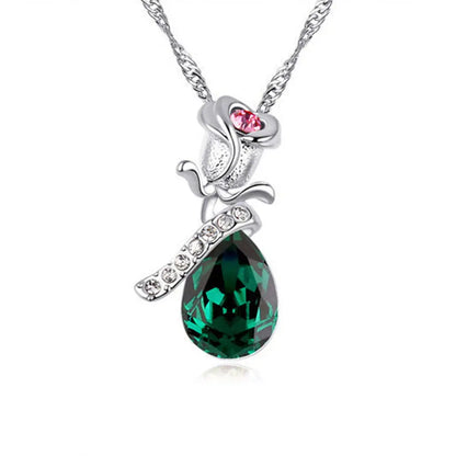 Enamored Rose Crystal Pendant Necklace Gems Ritual