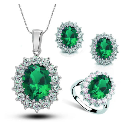Glamorous Sapphire Jewelry Set with Zirconia Accents Gems Ritual