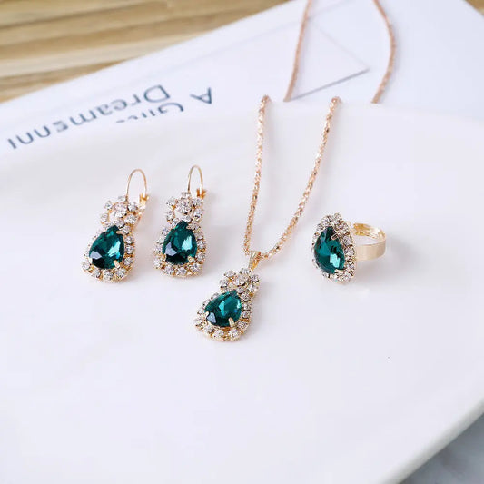 Luxury Water Drop Jewelry Bridal Set Gems Ritual