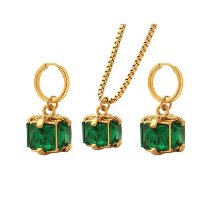 Green Zircon Necklace and Earrings Gems Ritual