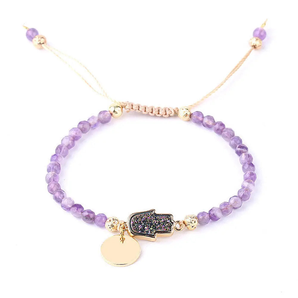 Unique Amethyst Healing Crystal Bracelet Gems Ritual