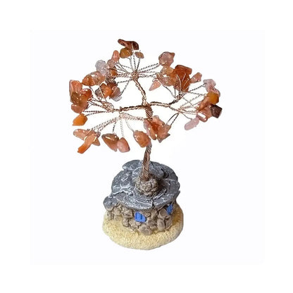 Handcrafted Natural Stone Crystal Wealth Tree Gems Ritual