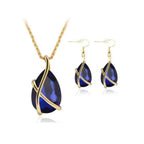 Aura Crystal Jewelry Set – Teardrop Pendant & Earrings Design - Gems Ritual