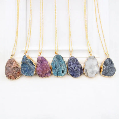 Raw Crystal Pendant Necklace Gems Ritual