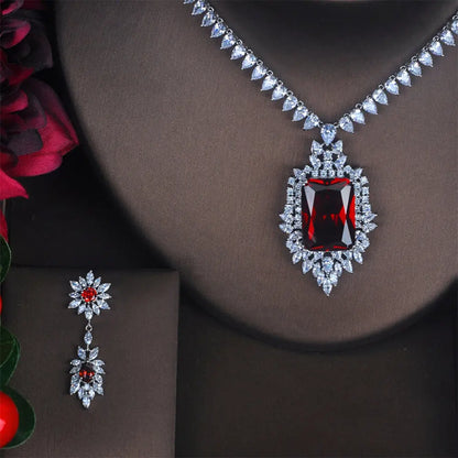 Luxury Red Stone Necklace Set Gems Ritual