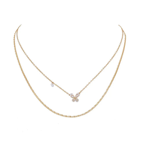 Butterfly Zircon Necklace with Natural Stones Gems Ritual