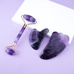 Premium Amethyst Face Roller & Scraping Tool Kit Gems Ritual