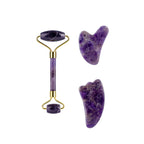 Premium Amethyst Face Roller & Scraping Tool Kit Gems Ritual