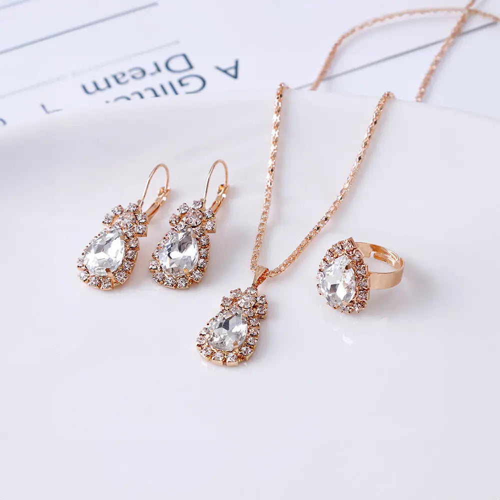 Luxury Water Drop Jewelry Bridal Set Gems Ritual