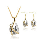 Aura Crystal Jewelry Set – Teardrop Pendant & Earrings Design - Gems Ritual