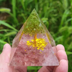Crystal Orgonite Energy Pyramid – Reiki Infused Chakra Healing Decor Gems Ritual