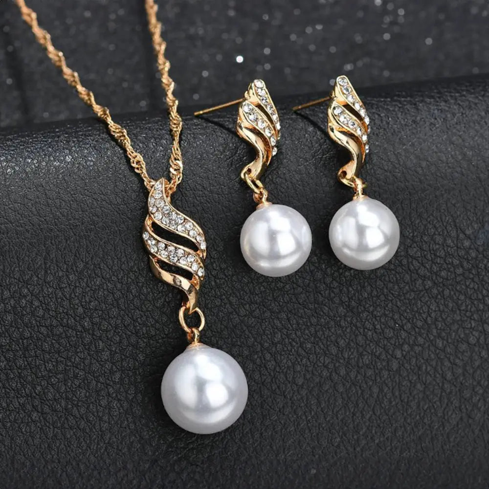 Elegant Pearl Jewelry Set Gems Ritual