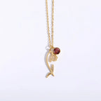 Personalized Birthstone Necklace – Elegant Zircon Flower Pendant Gems Ritual