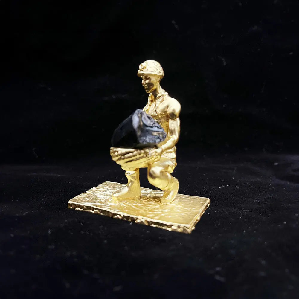 Crystal Figurine of a Gold Miner with Natural Gemstone - Gems Ritual