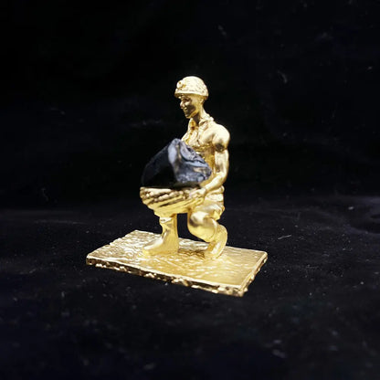 Handcrafted Natural Stone Miner Figurine Gems Ritual