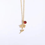 Personalized Birthstone Necklace – Elegant Zircon Flower Pendant Gems Ritual