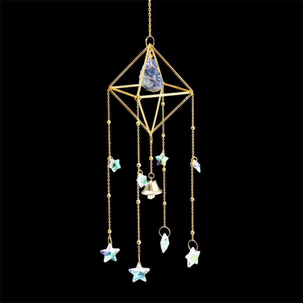 Enchanting Crystal Wind Bell with Natural Stones Gems Ritual