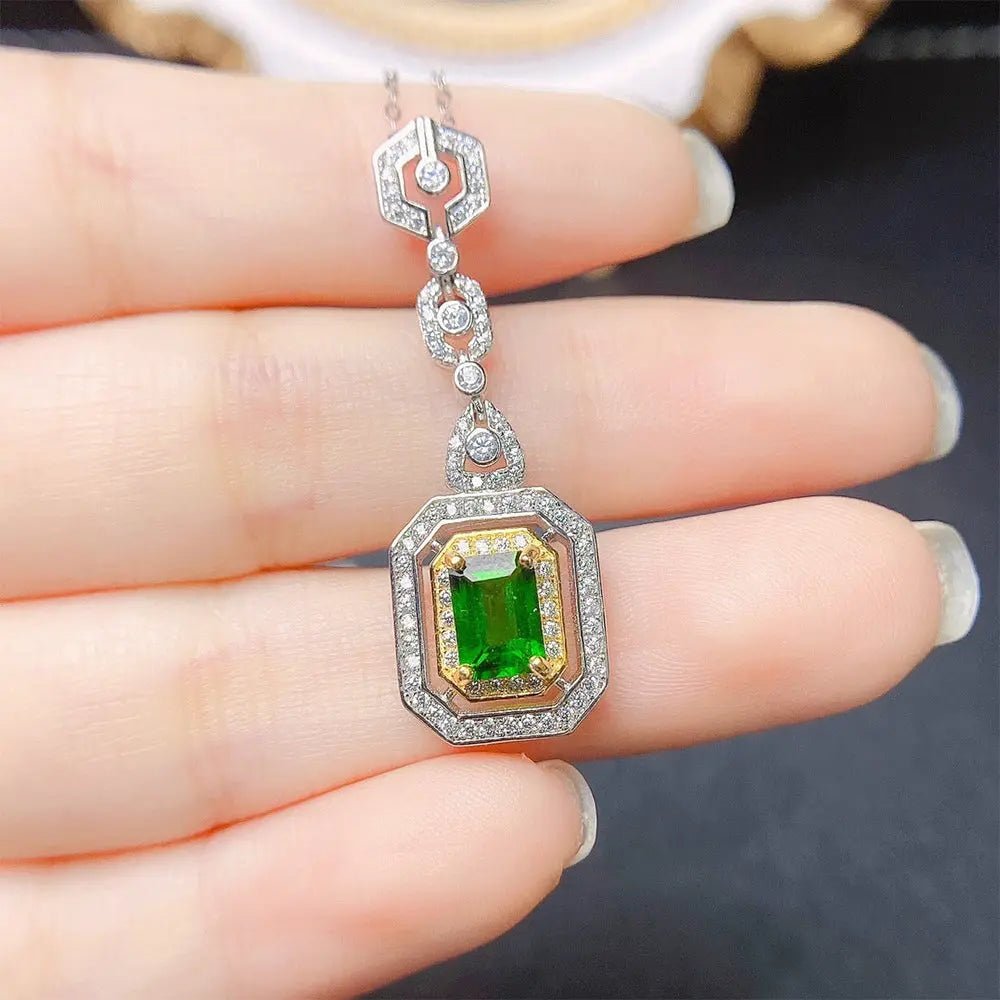Diopside Stone Necklace – Refined and Elegant Silver Jewelry - Gems Ritual