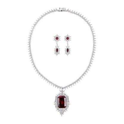 Luxury Red Stone Necklace Set Gems Ritual