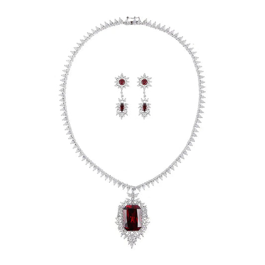 Luxury Red Stone Necklace Set Gems Ritual