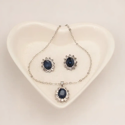 Glamorous Sapphire Jewelry Set with Zirconia Accents Gems Ritual