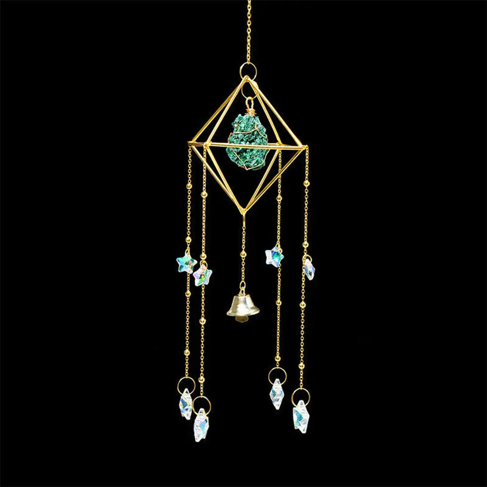 Enchanting Crystal Wind Bell with Natural Stones Gems Ritual