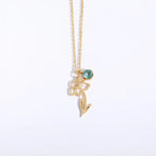 Personalized Birthstone Necklace – Elegant Zircon Flower Pendant Gems Ritual