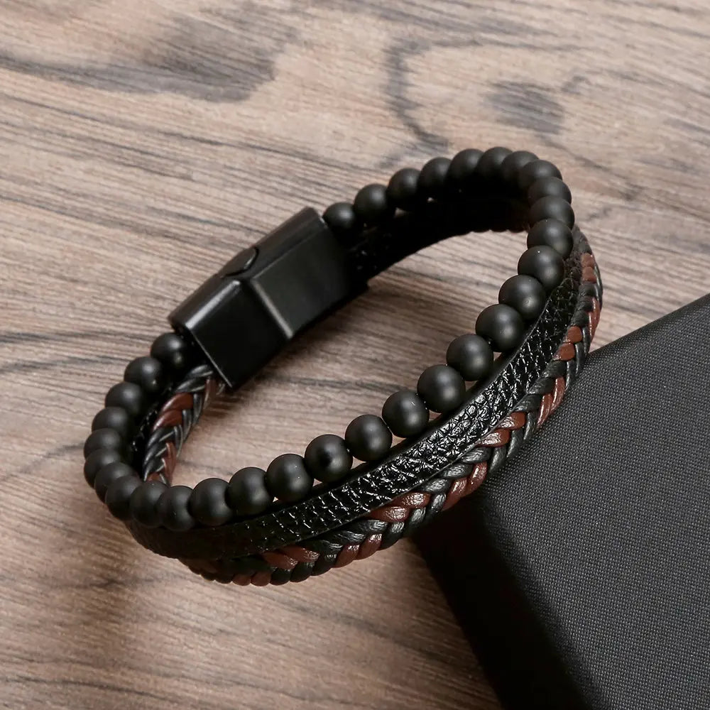 Men’s Obsidian Bracelet - Grounding & Protective Energy Gems Ritual