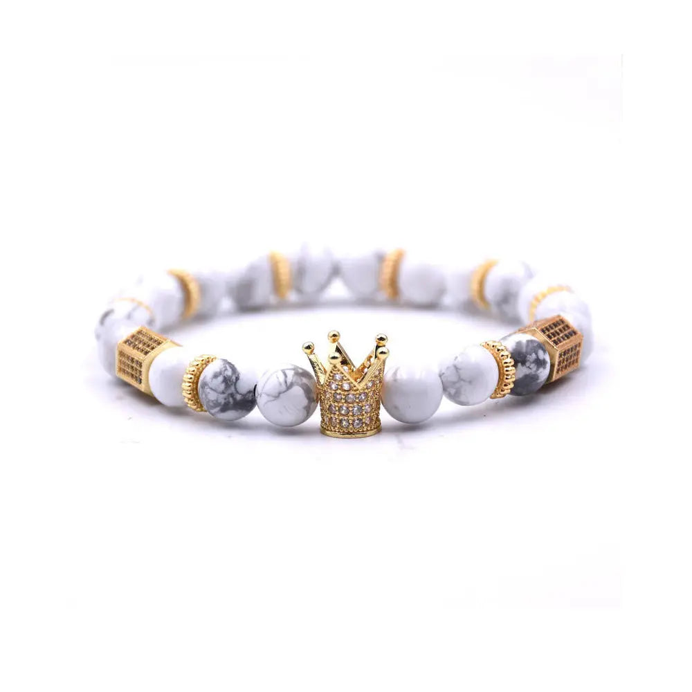 Royal Stone Beaded Crown Bracelet Gems Ritual