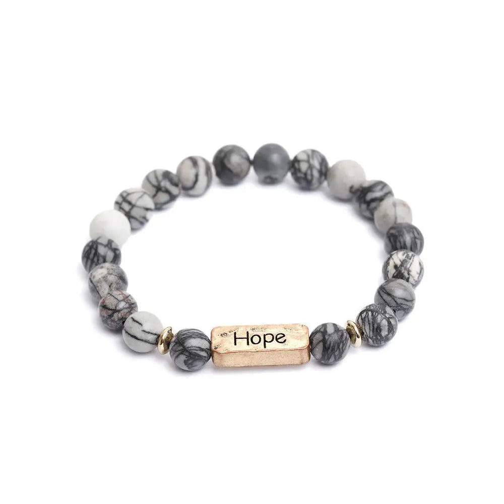 Natural Stone Bracelet with Hope Charm Gems Ritual