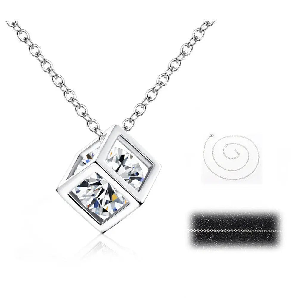 Modern Zircon Jewelry Water Cube Pendant Set Gems Ritual