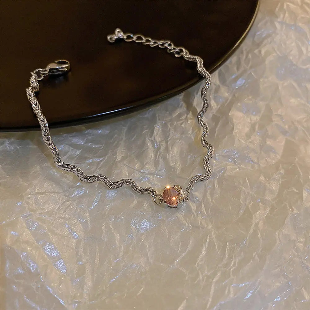 Diamond Wave Silver Bracelet Necklace Gems Ritual