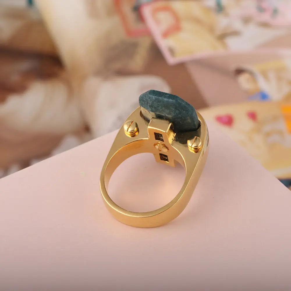 Sophisticated Natural Stone Ring with a Contemporary Twist - Gems Ritual