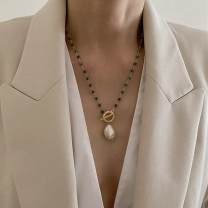 Timeless Pearl Necklace with Natural Stone Gems Ritual