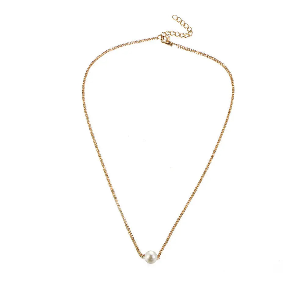 Minimalist Three-Layer Necklace Set with Pearl and Crystal Pendant - Gems Ritual