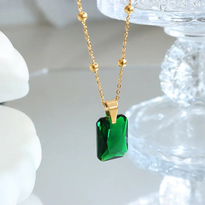 Emerald Zircon Pendant Necklace & Green Zircon Jewelry Set Gems Ritual