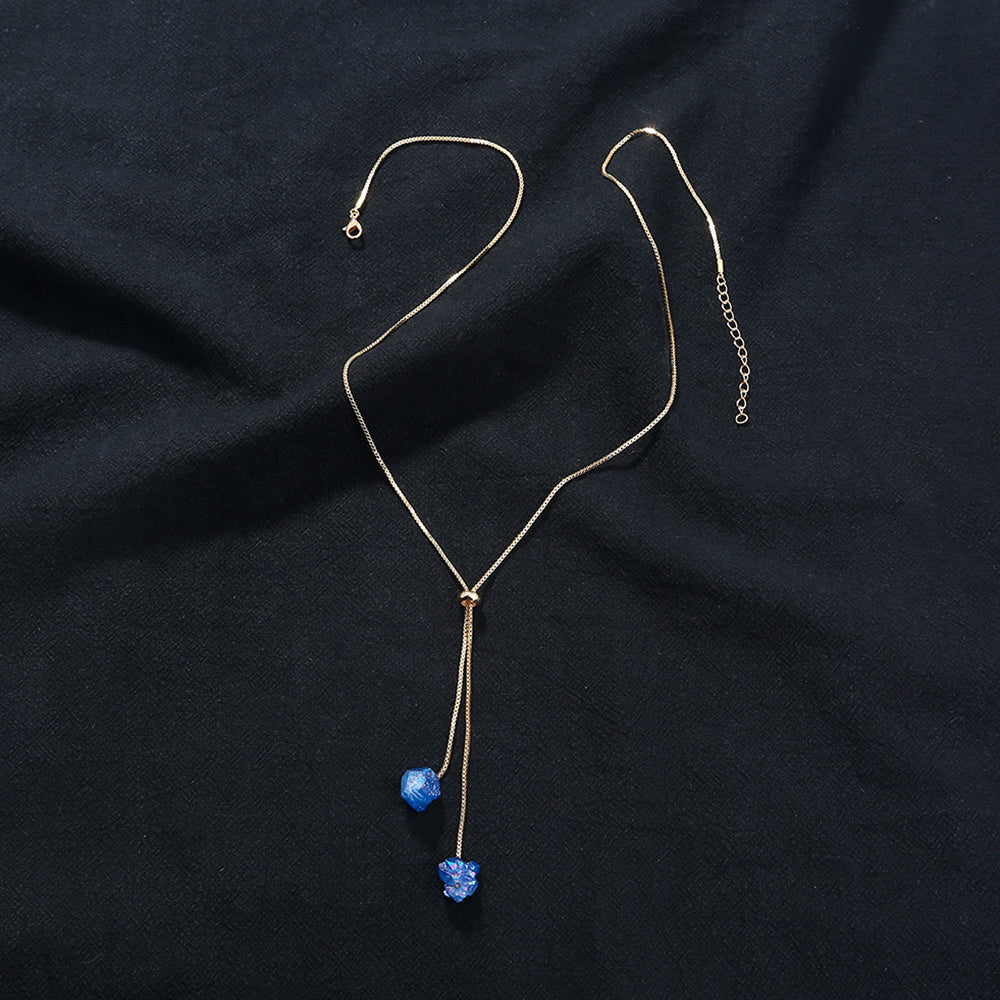 Minimalistic Necklace with Natural Stones Gems Ritual