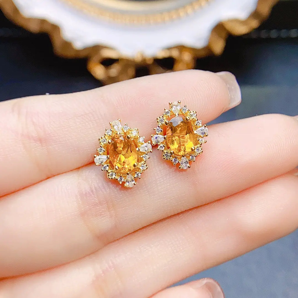 Golden Glow Citrine Earrings - Classic Elegance Redefined - Gems Ritual