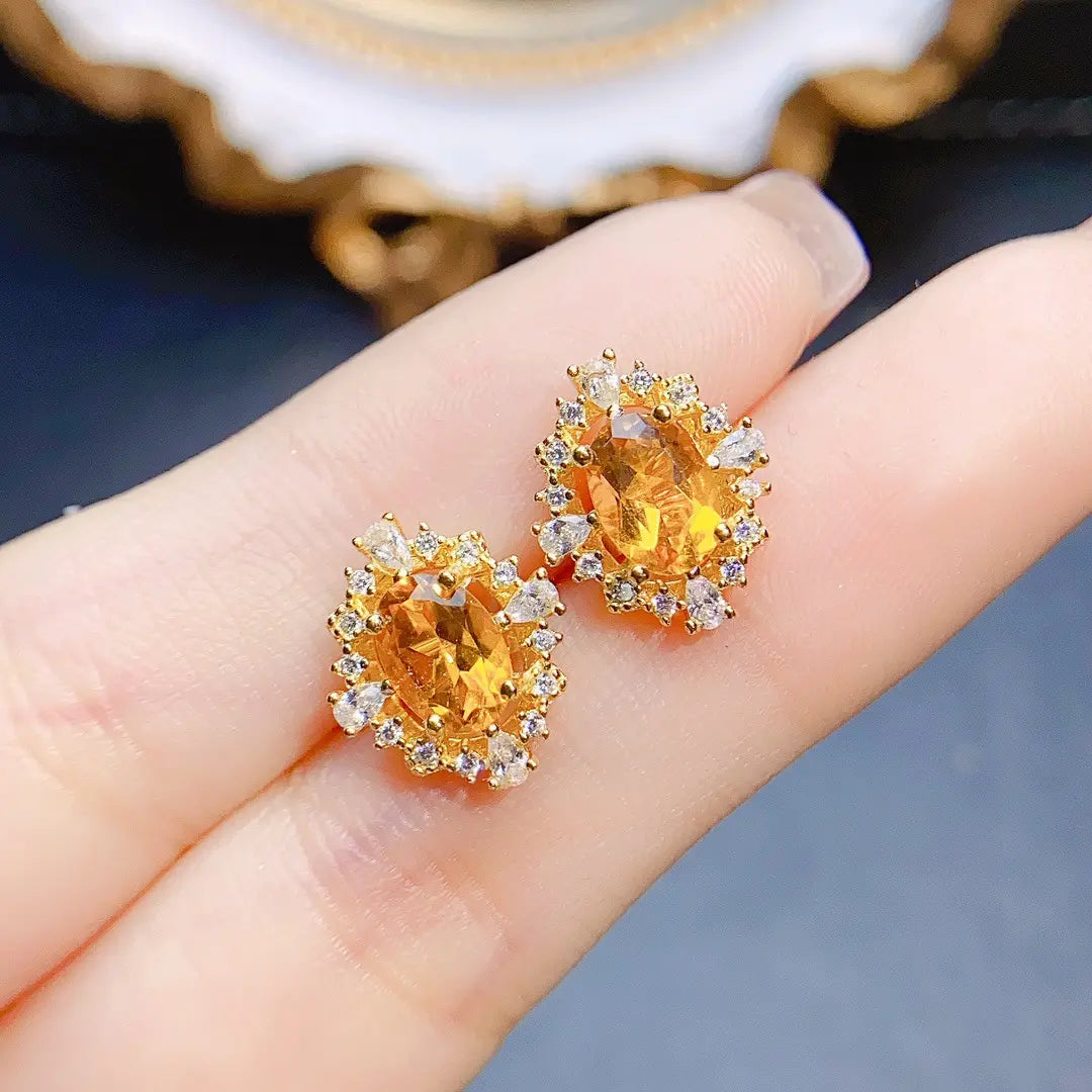 Golden Glow Citrine Earrings - Classic Elegance Redefined - Gems Ritual