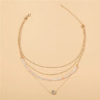 Diamond Necklace with Natural Gemstone Beads – Layered Style - Gems Ritual
