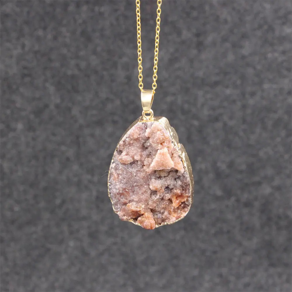 Raw Crystal Pendant Necklace Gems Ritual