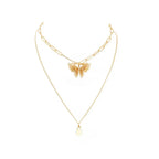 Natural Stone Butterfly Necklace - Gold Layered Jewelry for Boho Fashion - Gems Ritual