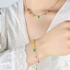 Minimalist Rainbow Gem Jewelry – Necklace and Bracelet Set Gems Ritual