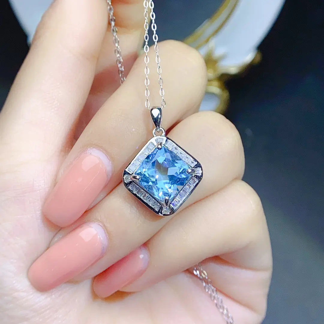 Luxury Topaz Necklace with Sterling Silver Chain - Gems Ritual