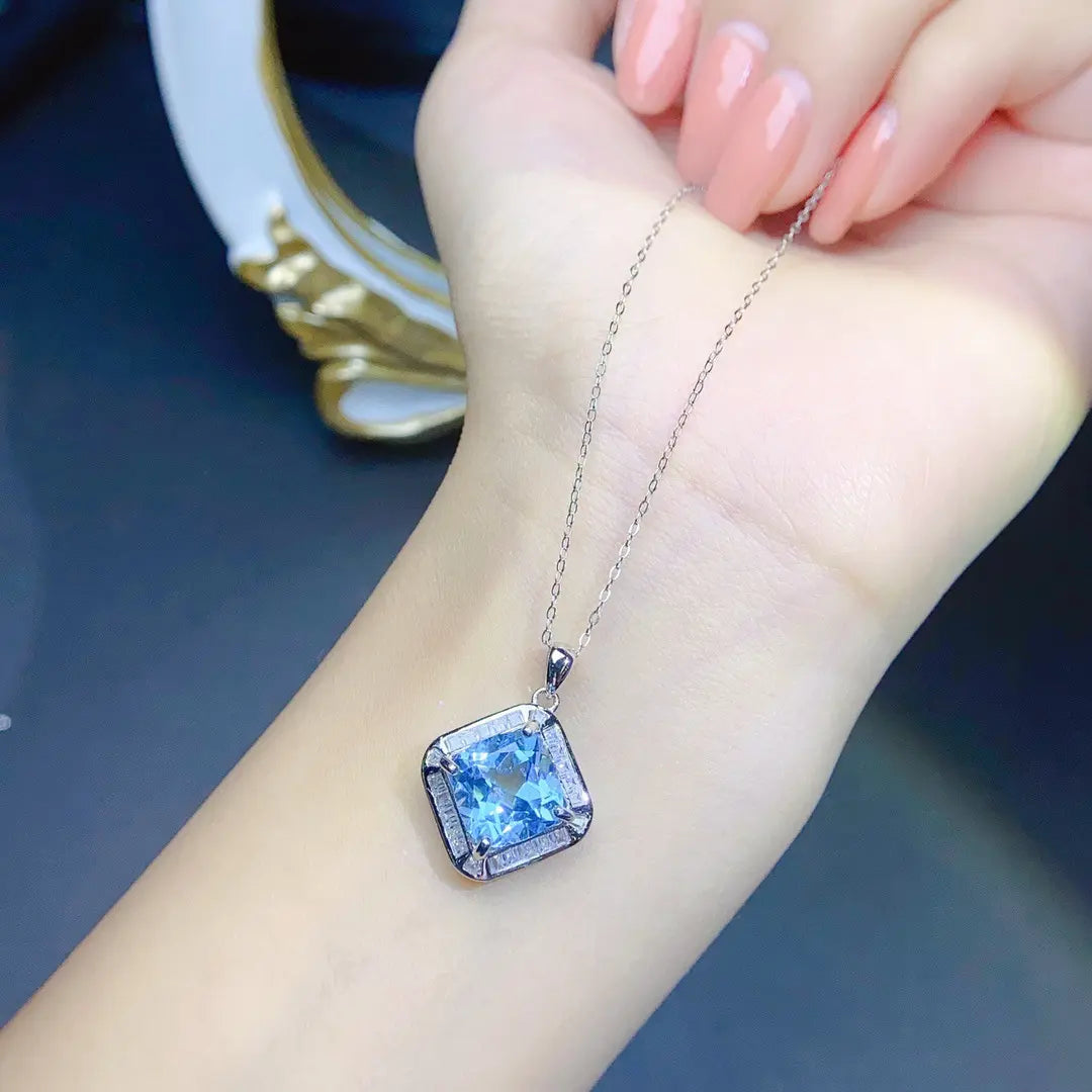 Luxury Topaz Necklace with Sterling Silver Chain - Gems Ritual