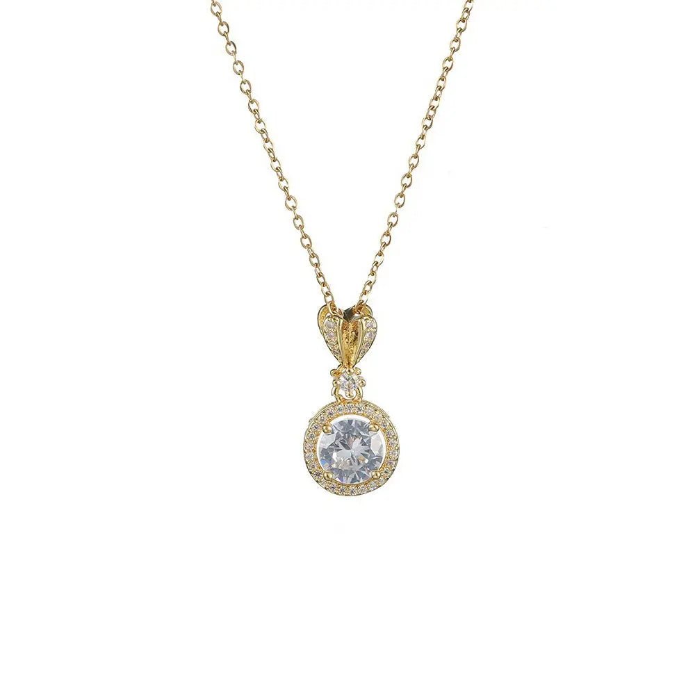 Dazzling Zircon Jewelry Set – Necklace and Earrings in Gold Finish - Gems Ritual