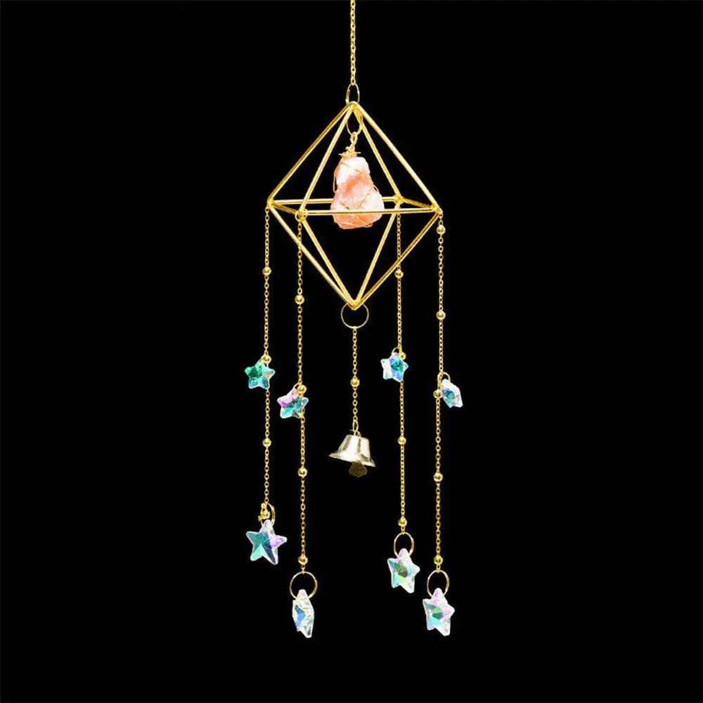 Enchanting Crystal Wind Bell with Natural Stones Gems Ritual